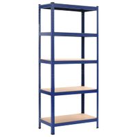 vidaXL Opbergrek 80x40x180 cm staal en MDF blauw - thumbnail