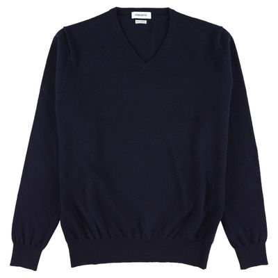 Osborne V Hals Trui Geelong Wol Navy Tailored Fit