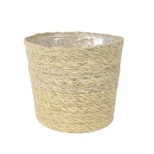 Plantenpot/bloempot van jute/zeegras diameter 30 cm en hoogte 26 cm creme beige