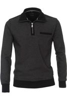 Casa Moda Casual Casual Fit Half-Zip Sweater zwart/grijs, Motief