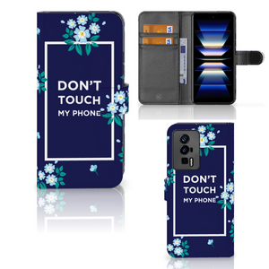 Xiaomi Poco F5 Pro Portemonnee Hoesje Flowers Blue DTMP