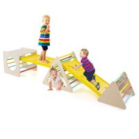 Montessori 5-In-1 Klimdriehoek voor Kinderen Klimrek voor Binnen Klimspeelgoed met Klimhellingen en Klimboog voor Kinderen Vanaf 1 Jaar