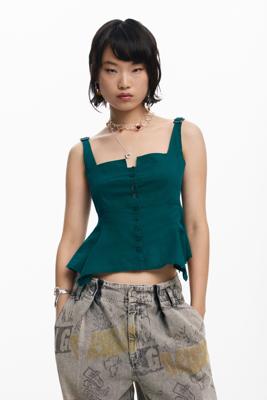 Mouwloze blouse met knopen - WHITE - L