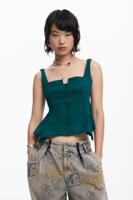 Mouwloze blouse met knopen - WHITE - M