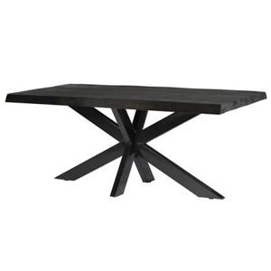 Livingfurn - Eettafel Rechthoek 200cm - Zwart Mangohout - Norris