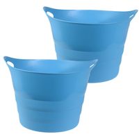 Flexibele emmer - 2x - blauw - 43 liter - kunststof - 45 x 38 cm