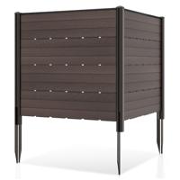 Tuinhek Hek met Palen & Beschermkappen 115 cm Hoog Privacyhek van HDPE Vrijstaand Decoratief Hek voor Tuin & Terras