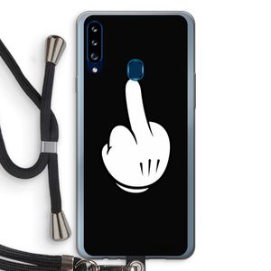 Middle finger black: Samsung Galaxy A20s Transparant Hoesje met koord