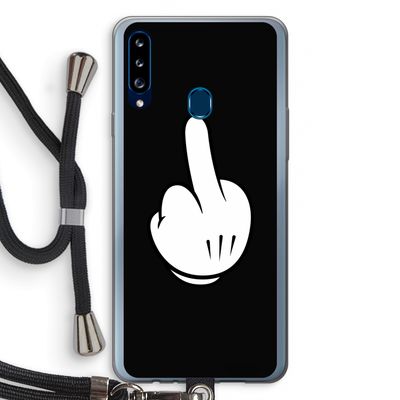 Middle finger black: Samsung Galaxy A20s Transparant Hoesje met koord