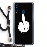 Middle finger black: Samsung Galaxy A20s Transparant Hoesje met koord Middle finger black: Samsung Galaxy A20s Transparant Hoesje met koord