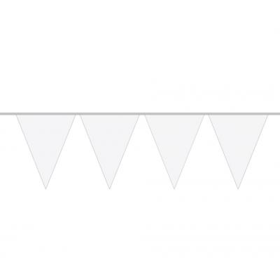 Party Vlaggenlijn puntvlaggetjes - kunststof - wit - 10 meter - Slinger - versiering