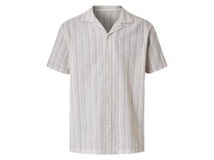 esmara Men Linnen heren overhemd (Beige/gestreept, XL (43/44))