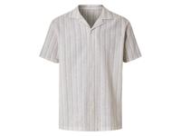 esmara Men Linnen heren overhemd (Beige/gestreept, XL (43/44))