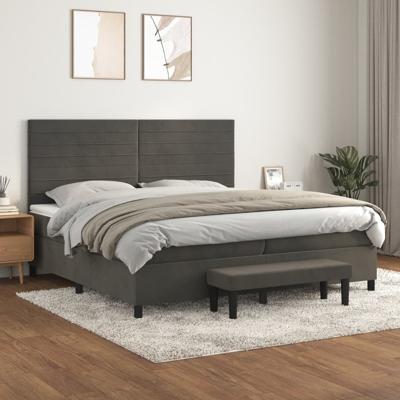 Boxspring met matras fluweel donkergrijs 200x200 cm