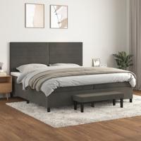 Boxspring met matras fluweel donkergrijs 200x200 cm