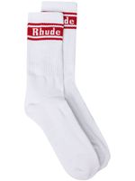 RHUDE chaussettes à logo brodé - Blanc