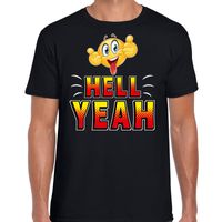 Funny emoticon t-shirt Hell yeah zwart heren