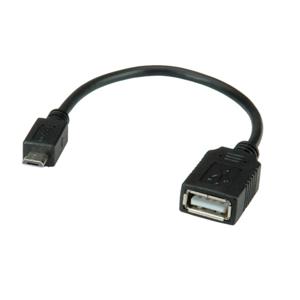 VALUE USB 2.0 Kabel, USB A Female - Micro USB B Male, OTG, 0,15 m