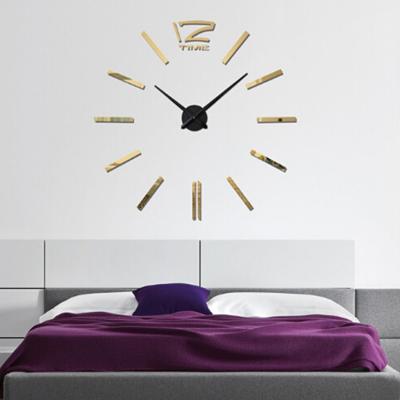 39 inch slaapkamer thuiskantoor decoratie moderne frameless grote DIY 3D spiegel muur sticker Mute klok (goud)