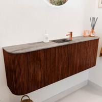 Toiletmeubel Mondiaz Joya Dlux | 123.2 cm | Meubelkleur Ruby | Faye wastafel Oza Wasbak Midden | 1 kraangat