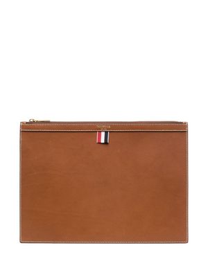 Thom Browne porte-documents à détail 4 bandes signature - Marron