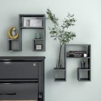 Wandschappen 2 st 50x15x50 cm spaanplaat hoogglans grijs