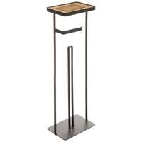 5Five Toiletrolhouder - zwart - met reservoir - met telefoonplankje - 59 cm