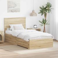 Bedframe Sonoma Eiken en Zilver 75 x 190 cm Bewerkt hout