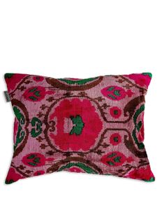 Les-Ottomans coussin en velours à motif jacquard - Rouge