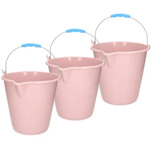 Plasticforte Emmer - 3x stuks - met schenktuit - 12L - oud roze - schoonmaakemmer