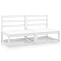 Tuinmiddenbanken 2 st massief grenenhout wit
