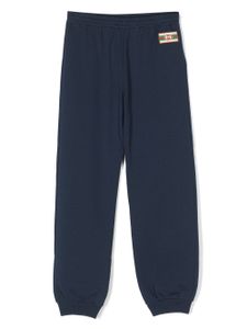 Gucci Kids pantalon de jogging en coton à patch logo - Bleu