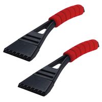 2x stuks kunststof ijskrabber met rood softgrip handvat 27 cm - IJskrabbers - thumbnail