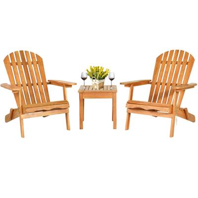Set van 3 Adirondack Stoel van Eucalyptushout Opvouwbare Ligstoelen met Lattenbodem en Eenvoudige Montage voor Tuin Gazon Terras