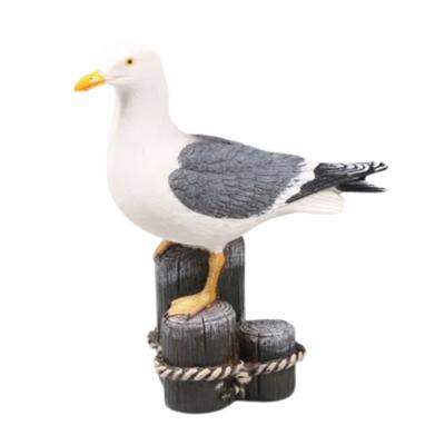 Meeuw op 3 palen - vogel - tuin beeldje - voor binnen/buiten - 18x8x20 cm - dieren tuinbeelden