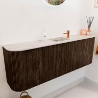 Toiletmeubel Mondiaz Joya Dlux | 123.2 cm | Meubelkleur Walnut | Faye wastafel Nata Wasbak Midden | 1 kraangat