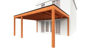 Trendhout Aanbouwveranda Modena 550x485 cm - model rechts- Plat dak- Hout- Trendhout