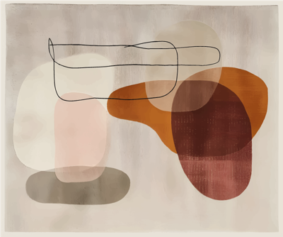Abstracte vormen vinyl tapijt beige