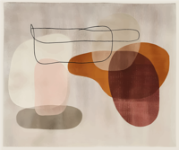 Abstracte vormen vinyl tapijt beige