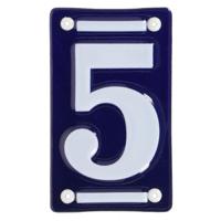 Best for Boots Huisnummer 5 - oudhollands - emaille - 7 x 12 cm - blauw/wit - nummer bordje