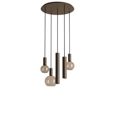 Hanglamp Riva rond 5 lichts platinum