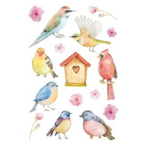 Vogel en bloemen hobby stickers - 48x stuks - kinderstickers - stickervellen - knutselspullen