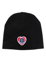 Moncler bonnet en maille fine à patch logo - Noir - thumbnail