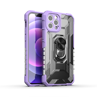 Samsung Galaxy A12 hoesje - Backcover - Rugged Armor - Ringhouder - Shockproof - Extra valbescherming - TPU - Paars