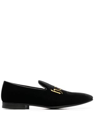 Philipp Plein mocassins en velours à broderies - Noir