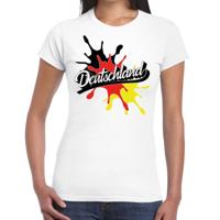 Landen t-shirt - Deutschland - Duitsland - spetter print - wit - voor dames - supporters kleding