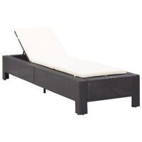 Ligbed met kussen poly rattan zwart - thumbnail