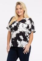 Yoek T-shirt v-hals HANNELORE | Zwart | Maat 50/52