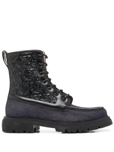 Ferragamo bottes de combat Gancini - Noir