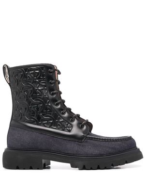 Ferragamo bottes de combat Gancini - Noir